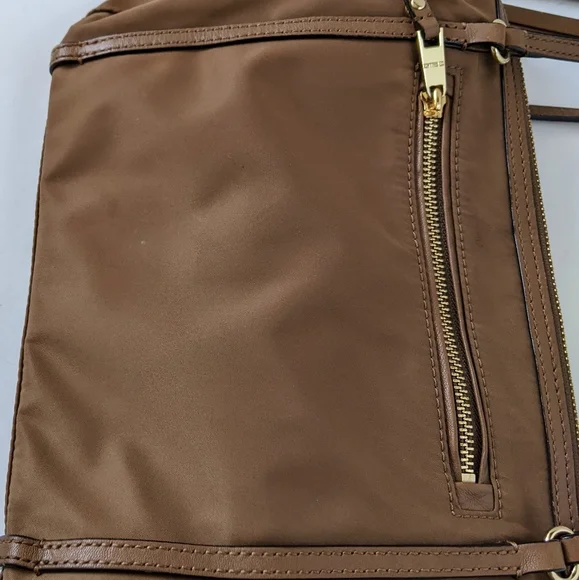 MZ Wallace Brown Nylon & Leather Trimmed Satchel Shoulder Bag With Pouch - Picture 13 of 16